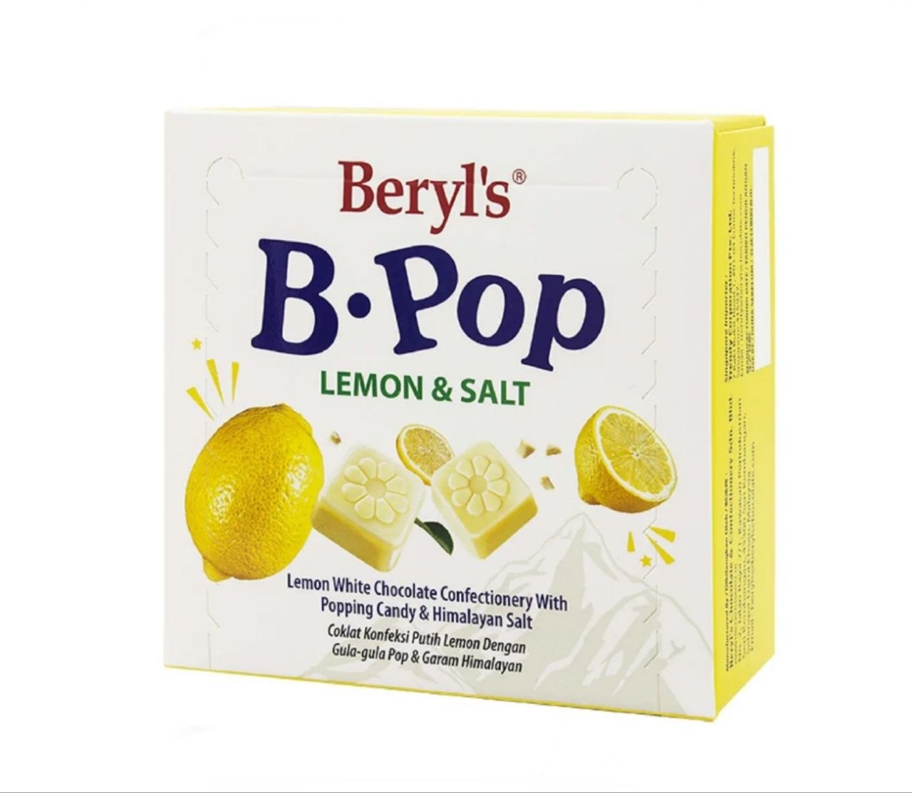 Beryl's B.POP Lemon White Chocolate Confectionery With Popping Candy & Himalayan Salt 50g
